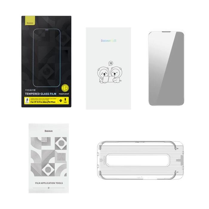 BASEUS - Baseus iPhone 14 Pro Härdat Glas Skärmskydd Privacy
