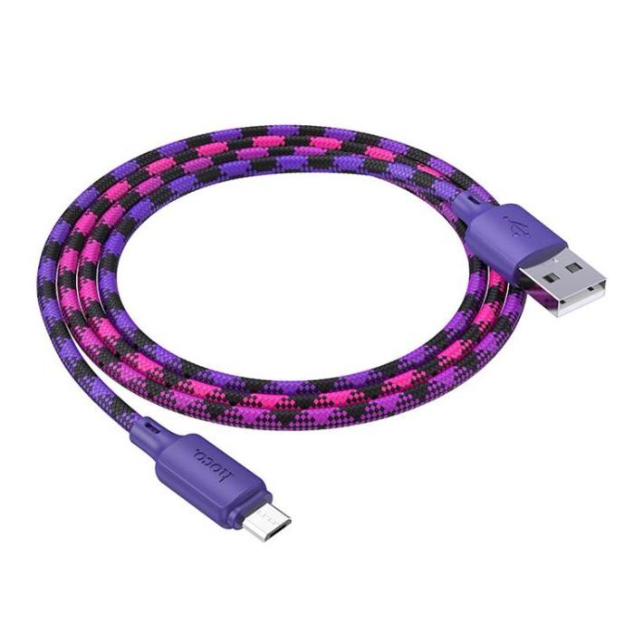 Hoco - HOCO USB-A till Micro-USB Kabel 2.4A 1m Nylon X116 - Gradient Lila