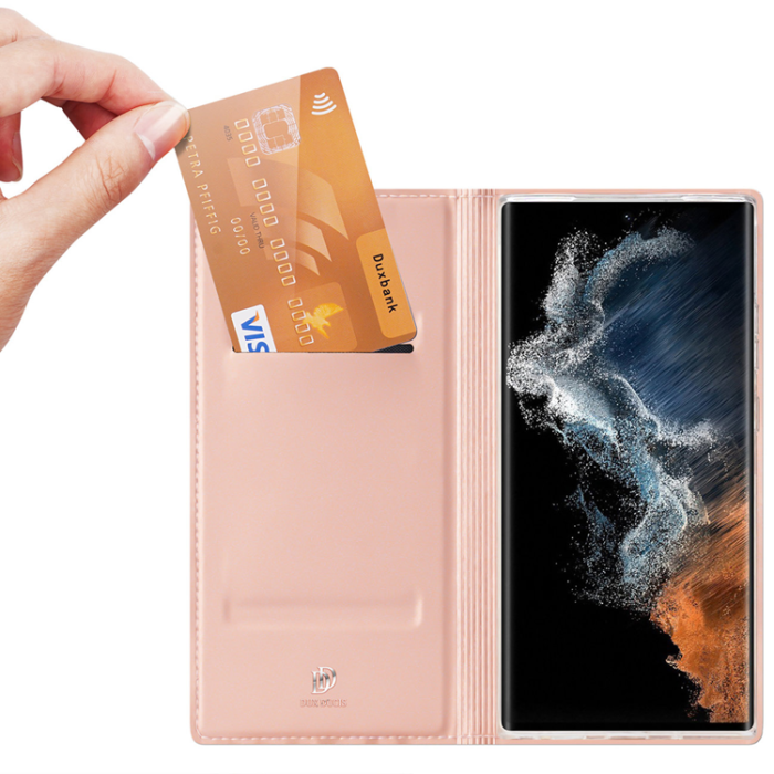 Dux Ducis - Dux Ducis Galaxy S23 Ultra Plånboksfodral Skin Series - Rosa Guld