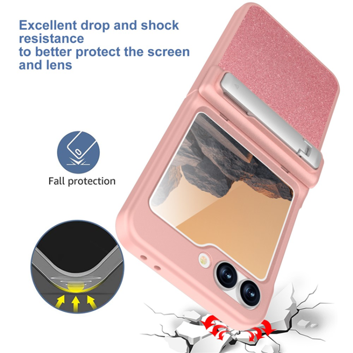A-One Brand - GW181 Galaxy Z Flip 7 FE/Z Flip 6 Mobilskal Kickstand - Roséguld