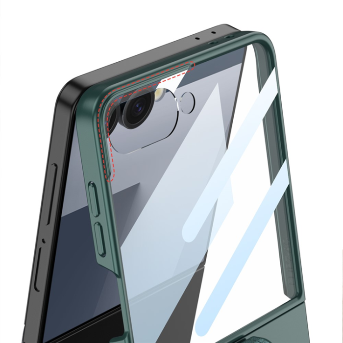 GKK - GKK Galaxy Z Flip 7 Mobilskal Ringhållare Härdat glas Fram