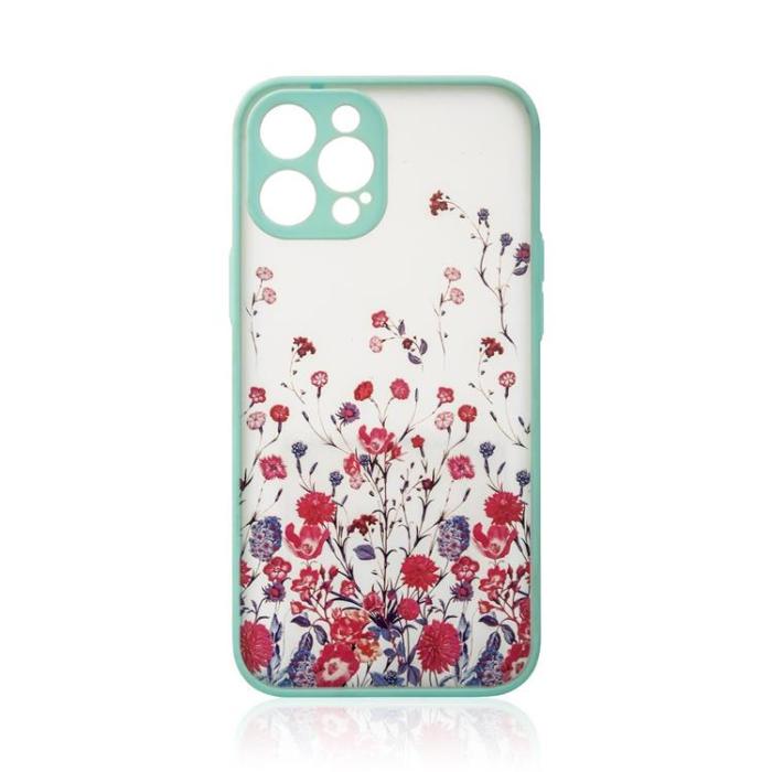 OEM - iPhone 12 Pro Max Skal Flower Design - Ljusblå