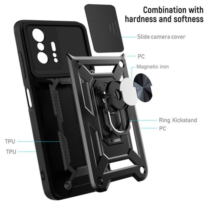 A-One Brand - CamShield Ring Holder Skal Xiaomi 11T / 11T Pro - Svart