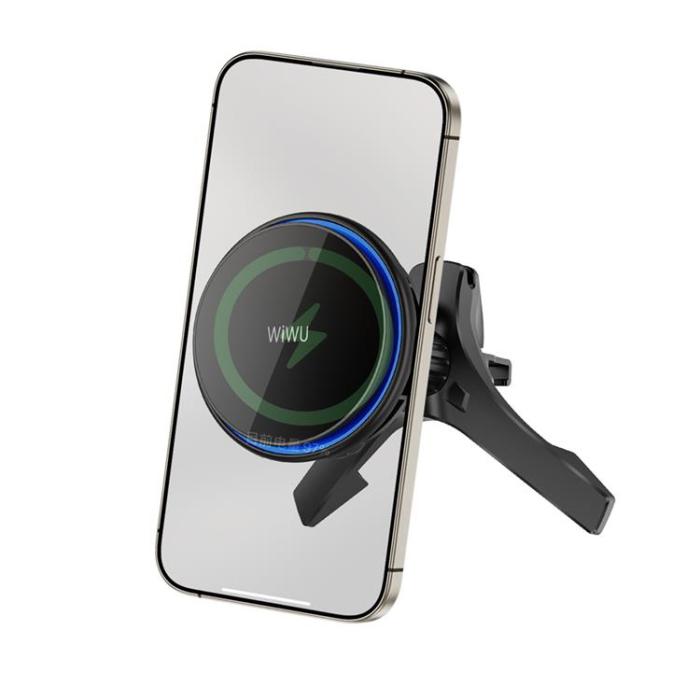 WIWU - WIWU Magnetisk Bilhållare Med Trådlös Laddning 15W CH-317 - Svart