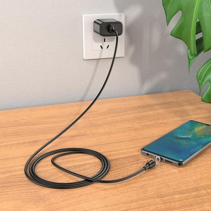 Hoco - Hoco USB-C till USB-A kabel magnetisk 3A Sereno X52 1m - Svart