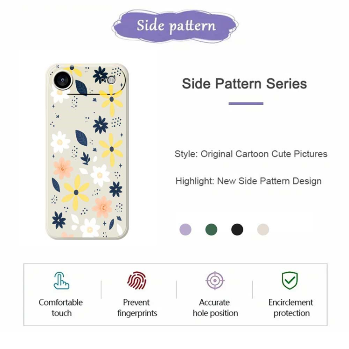 A-One Brand - iPhone Air Mobilskal Colorful Floral Blue Leaves TPU - Svart