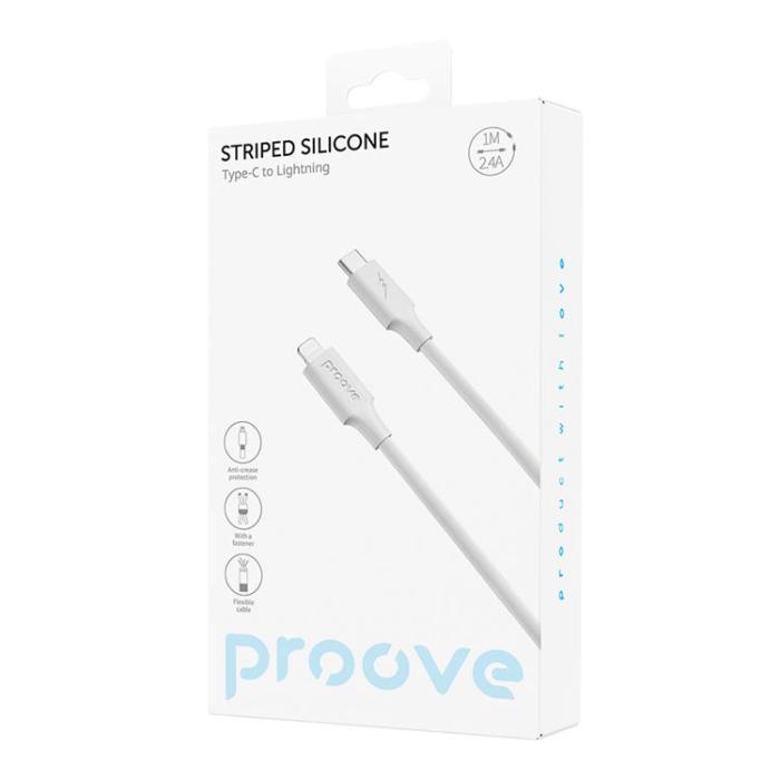 Proove - Proove USB-C - Lightning Kabel 1m Striped Silicone - Vit