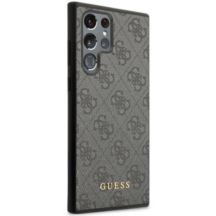 Guess - Guess Galaxy S23 Ultra Skal Metall Gold Logo - Grå