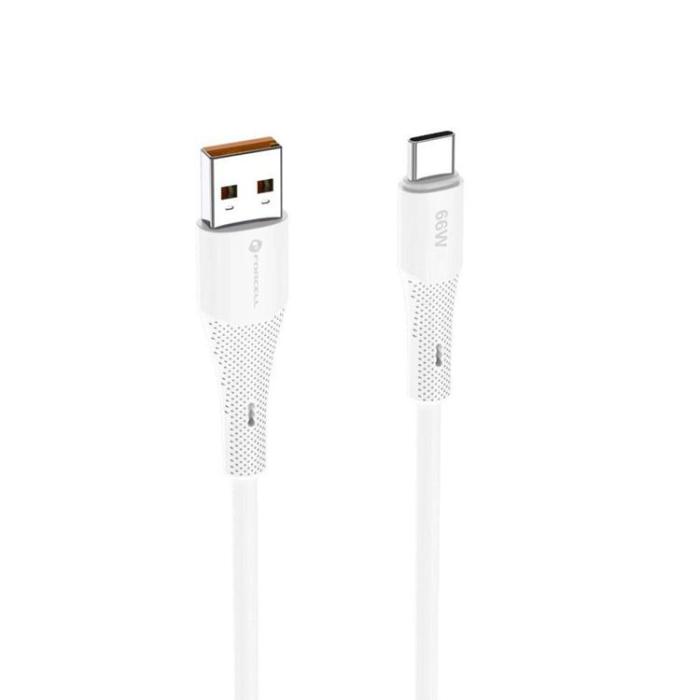 Forcell - FORCELL USB-A till USB-C 66W Kabel 3A 1m QC4.0 Silikon C342 - Vit