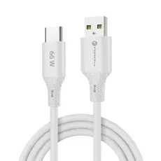 Forcell - FORCELL USB-A till USB-C 66W Kabel 3A 1m QC4.0 Silikon C342 - Vit
