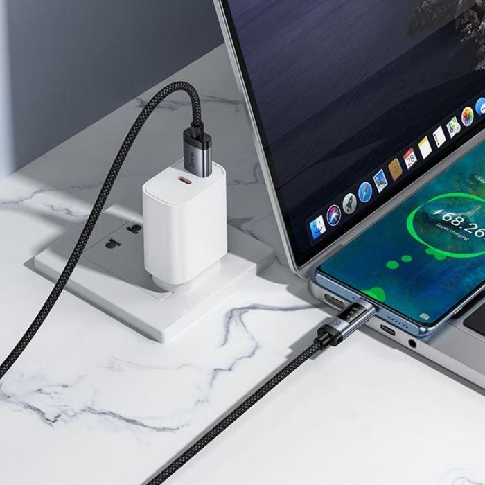 Hoco - HOCO USB-A till USB-C 100W Kabel 6A 1.2m med Display U148 - Svart