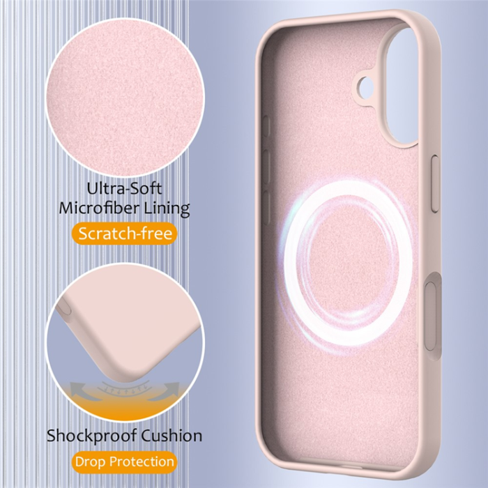 A-One Brand - iPhone 17 Mobilskal MagSafe Silikon Anti-Drop - Rosa