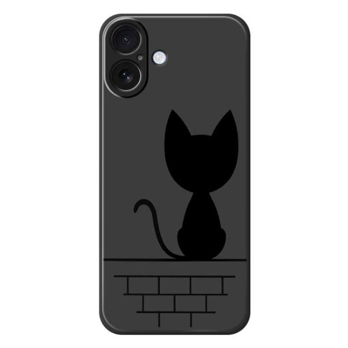 A-One Brand - iPhone 17 Mobilskal Black Cat on the Wall - Svart