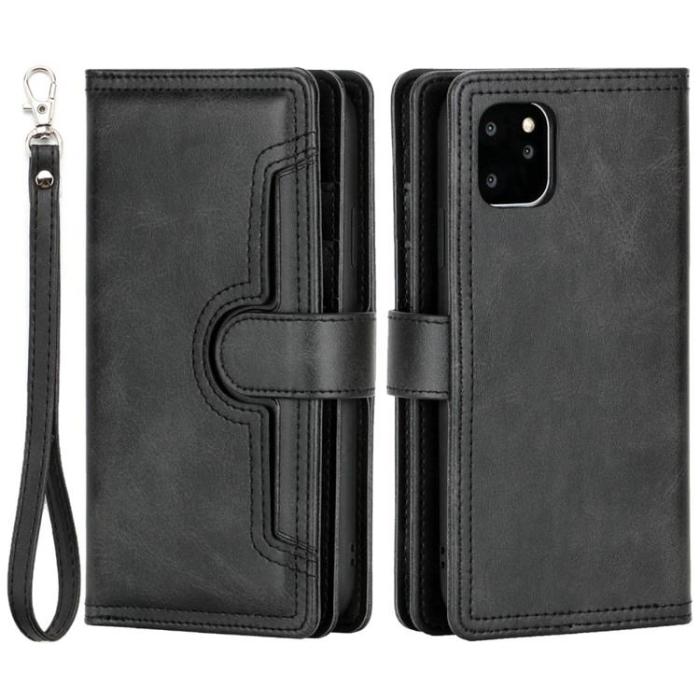 OEM - iPhone 14 Plus Plånboksfodral Äkta Läder Flip - Svart