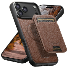 SUTENI - SUTENI iPhone 17 Pro Mobilskal MagSafe Cross Texture H18 - Brun