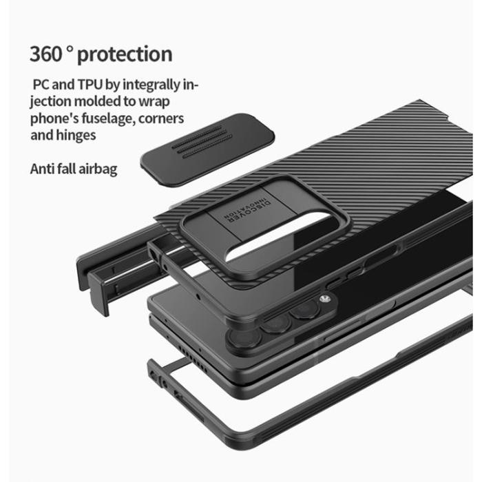 Nillkin - Nillkin Galaxy Z Fold 4 Skal CamShield Pro Kicksatand - Grön