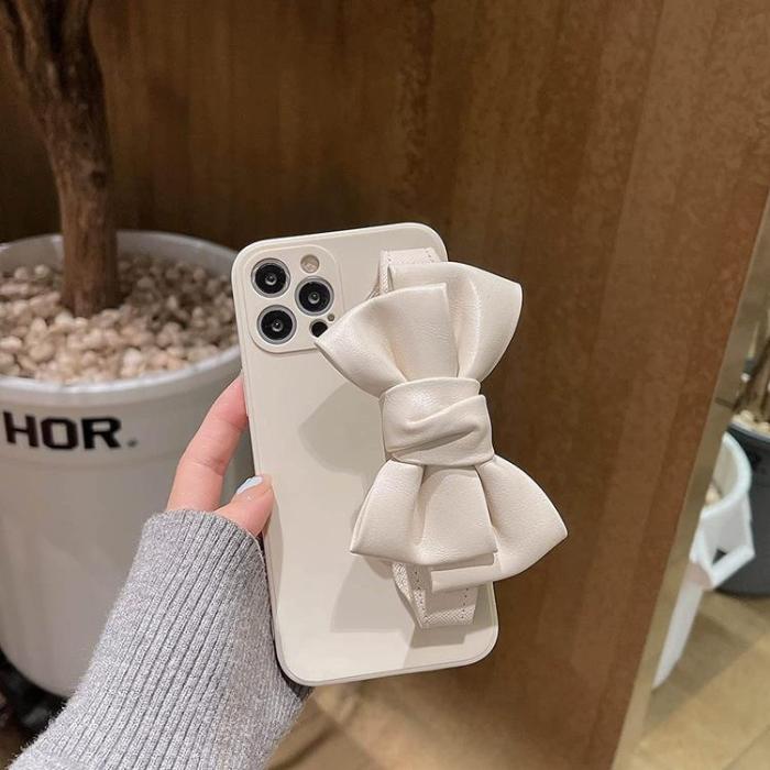 OEM - Bowknot Läderrem TPU Skal iPhone 13 - Vit