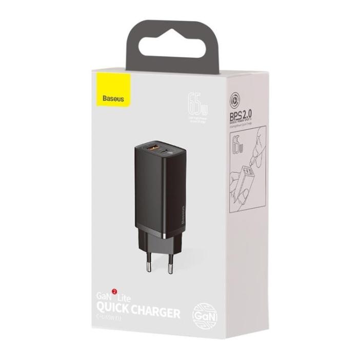 BASEUS - Baseus GaN2 Väggladdare USB Till USB-C 65W - Svart