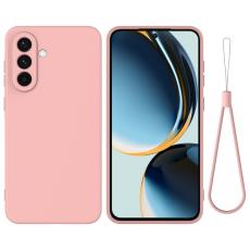 OEM - Mobilskal till Samsung Galaxy S26+ Flytande Silikon Med Handrem - Rosa