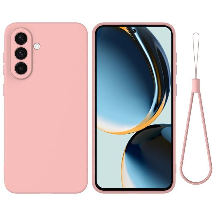 OEM - Mobilskal till Samsung Galaxy S26+ Flytande Silikon Med Handrem - Rosa