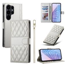 OEM - Samsung Galaxy S26 Ultra Pl&aring;nboksfodral Konstl&auml;der Rhombus - Beige