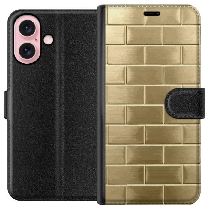 iSecrets - Plånboksfodral till Apple iPhone 16 med Gyllene Murstenar