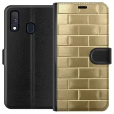 Gustaf - Pl&aring;nboksfodral till Samsung Galaxy A40 med Gyllene Murstenar