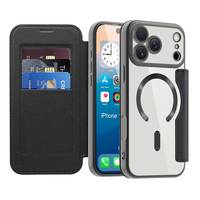 A-One Brand - iPhone 17 Pro Max Plånboksfodral MagSafe RFID - Svart