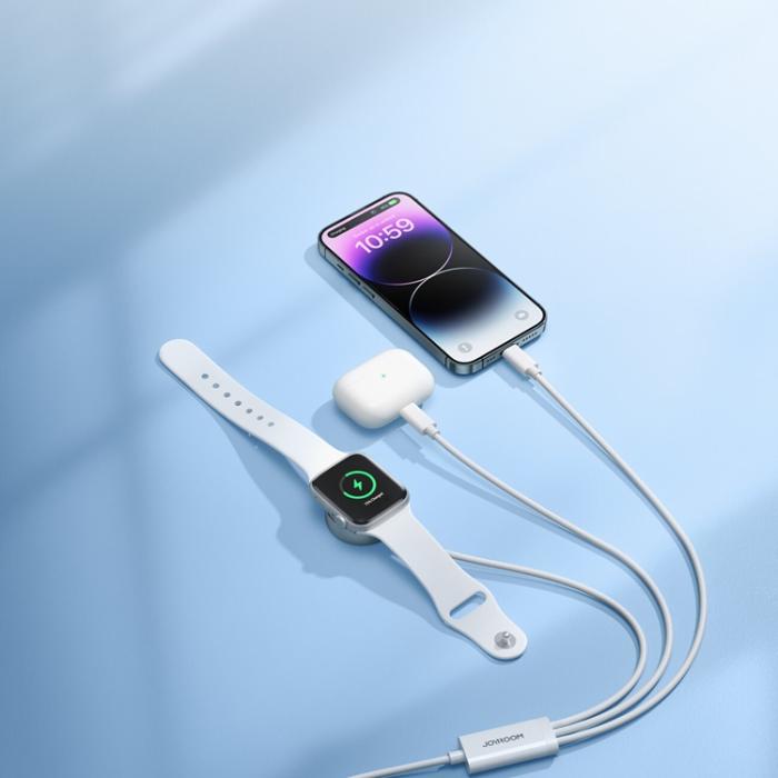 Joyroom - Joyroom 3in1 USB-A till 2x Lightning och Apple watch Laddare 1.2m