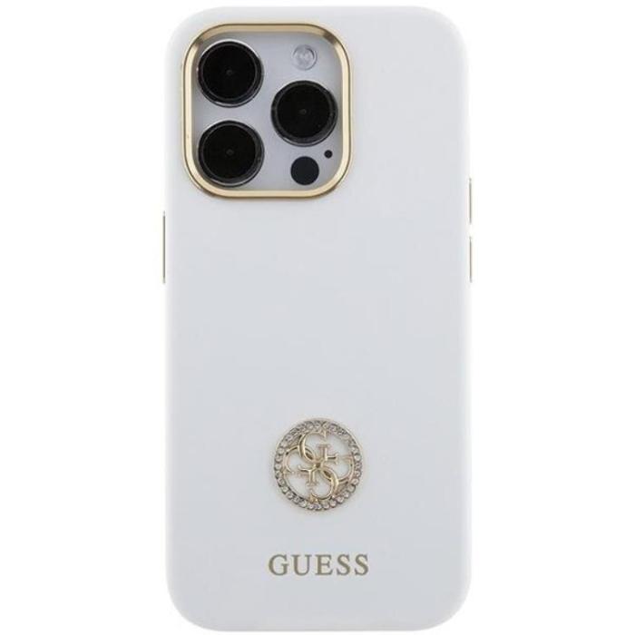 Guess - Guess iPhone 15 Mobilskal Silikon Logo Strass - Vit