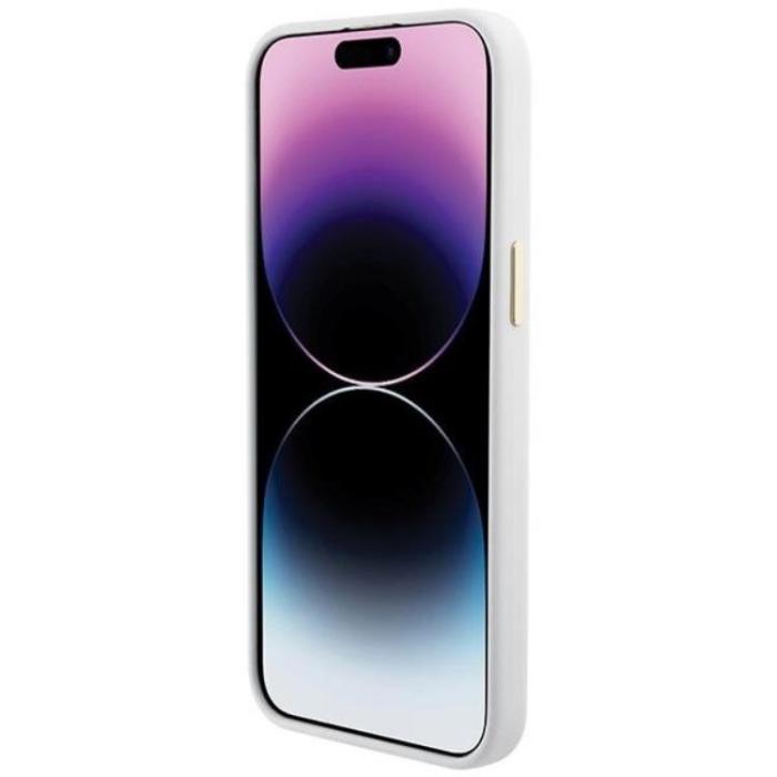 Guess - Guess iPhone 15 Mobilskal Silikon Logo Strass - Vit