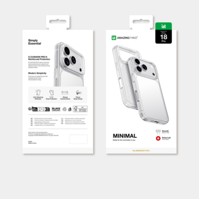 AmazingThing - AmazingThing Mobilskal För iPhone 18 Pro/17 Pro Minimal Drop Proof - Transparent