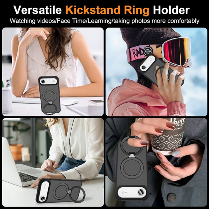 A-One Brand - iPhone 17 Air Mobilskal MagSafe TPU+PC Kickstand - Svart