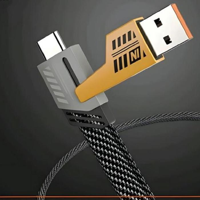 Awei - Awei 4in1 USB-C Till USB-C USB-A Lightning 1.2m Kabel - Svart