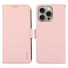 ABEEL - ABEEL iPhone 12 / 12 Pro Pl&aring;nboksfodral RFID-Skydd Konstl&auml;der - Rosa