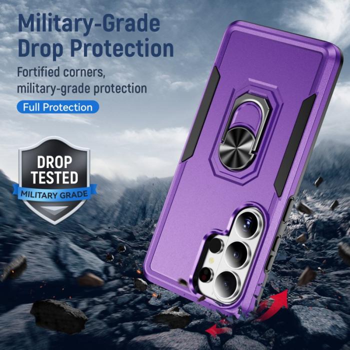 OEM - Mobilskal för Samsung Galaxy S26 Ultra Militärklass Ring Kickstand Plast - Lila