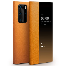 QIALINO - QIALINO Huawei P40 Fodral Äkta Läder med Fönster - Gul