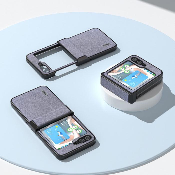 ABEEL - ABEEL Samsung Galaxy Z Flip7 FE 5G Fodral KonstLäder Glittrig Svart