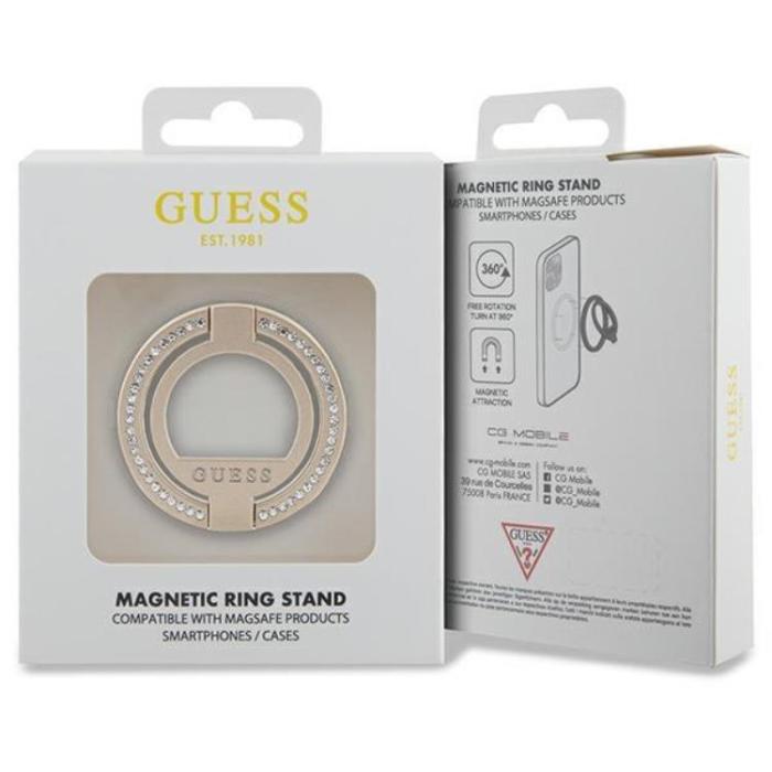 Guess - Guess Ringhållare Magsafe Rhinestone - Guld