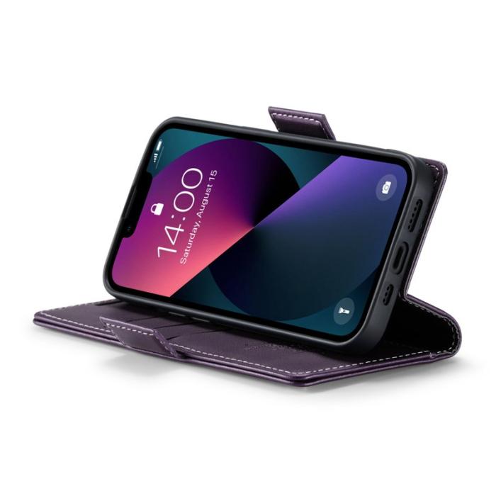 Caseme - CASEME iPhone 14 Plus Plånboksfodral Konstläder RFID-Skydd Lila
