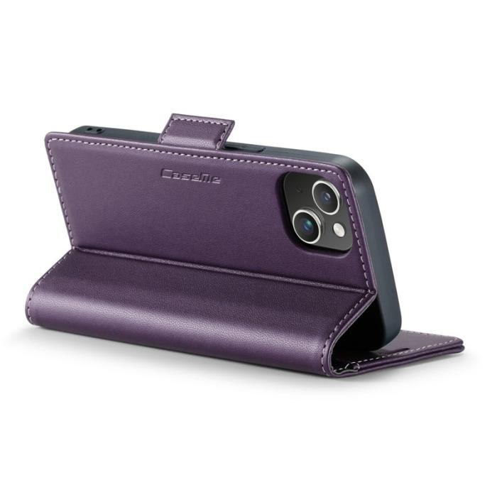 Caseme - CASEME iPhone 14 Plus Plånboksfodral Konstläder RFID-Skydd Lila
