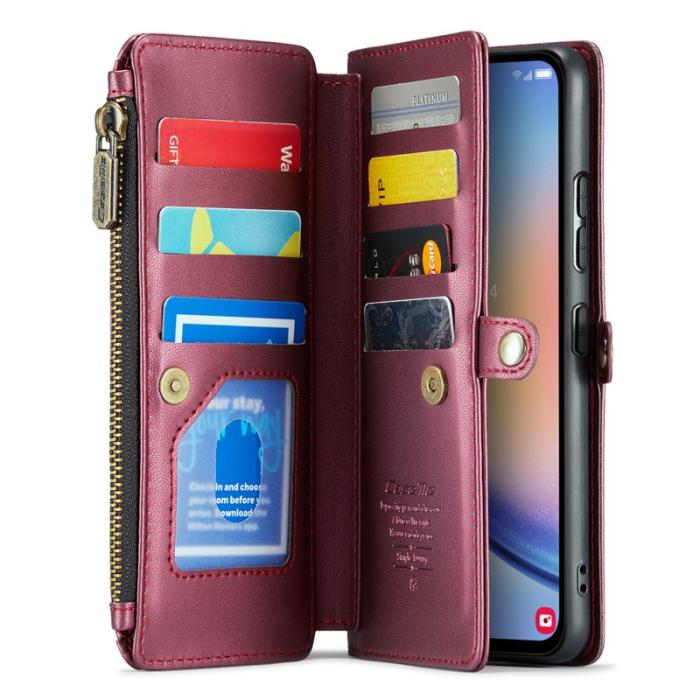 Caseme - CASEME Plånboksfodral Konstläder för Samsung Galaxy A34 5G - Vinröd