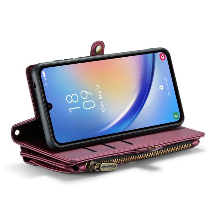Caseme - CASEME Plånboksfodral Konstläder för Samsung Galaxy A34 5G - Vinröd