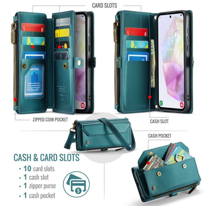 Caseme - CASEME Plånboksfodral Konstläder för Samsung Galaxy A35 5G - Grön