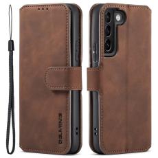 DG.MING - DG.MING Retro Style Konstl&auml;der Pl&aring;nboksfodral f&ouml;r Samsung Galaxy S22 5G - Brun