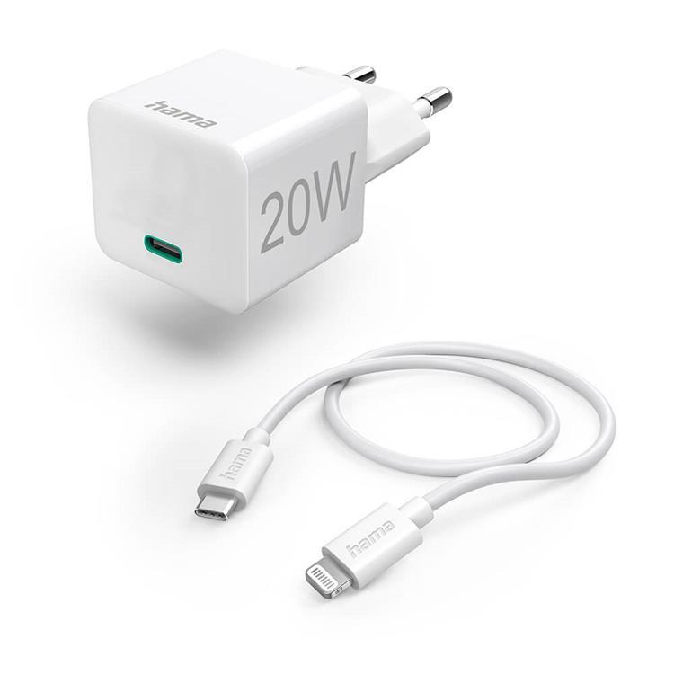 Hama Snabb Väggladdare USB-C 220V USB-C/Lightning Kabel 1m | 505295 | AlltMobil