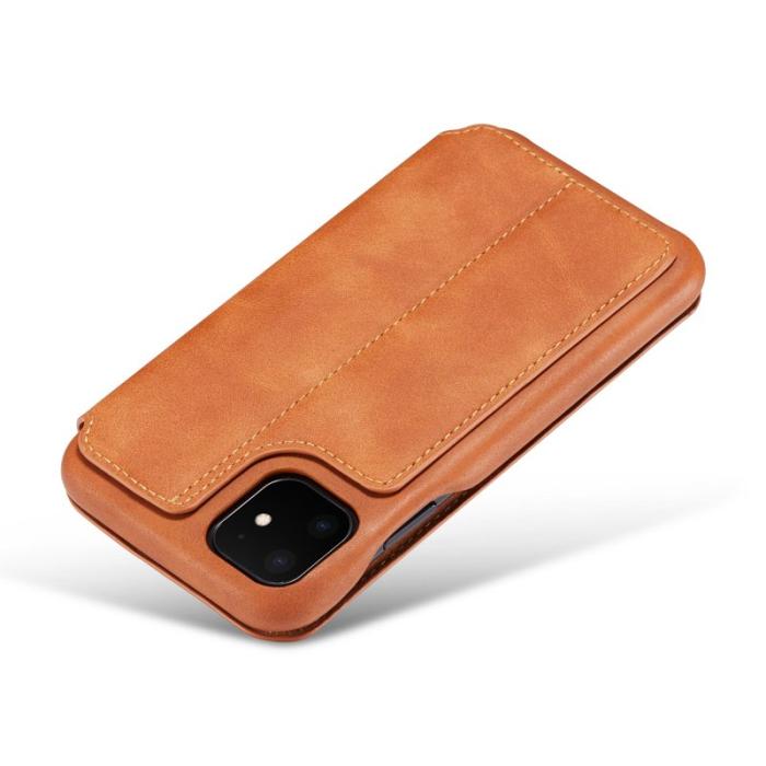 LC.imeeke - LC.IMEEKE Mobilskal till iPhone 11 Retro Stil Äkta Läder - Brun
