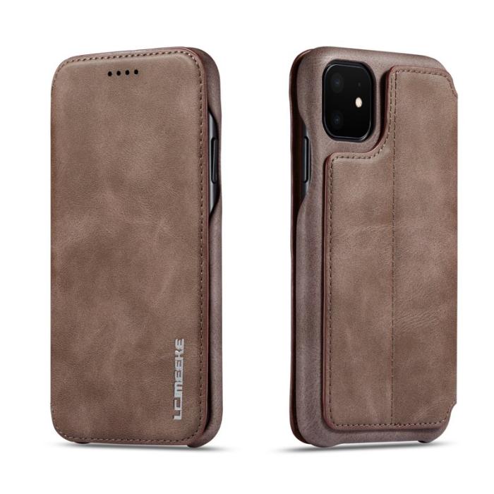 LC.imeeke - LC.IMEEKE Mobilskal till iPhone 11 Retro Stil Äkta Läder - Brun