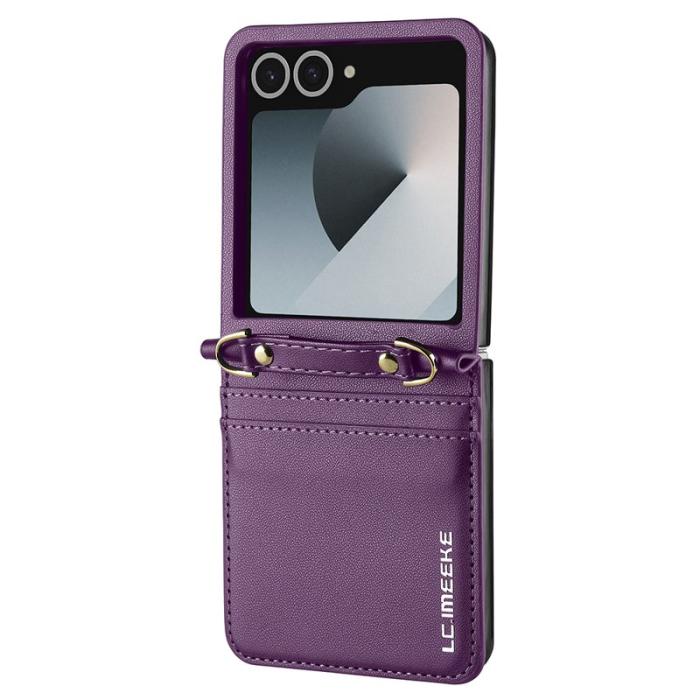 LC.imeeke - LC.IMEEKE L1 Series Fodral för Samsung Galaxy Z Flip7 - Konstläder - Lila