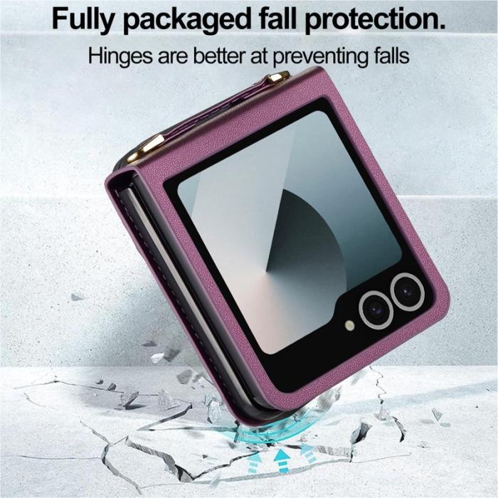 LC.imeeke - LC.IMEEKE L1 Series Fodral för Samsung Galaxy Z Flip7 - Konstläder - Lila